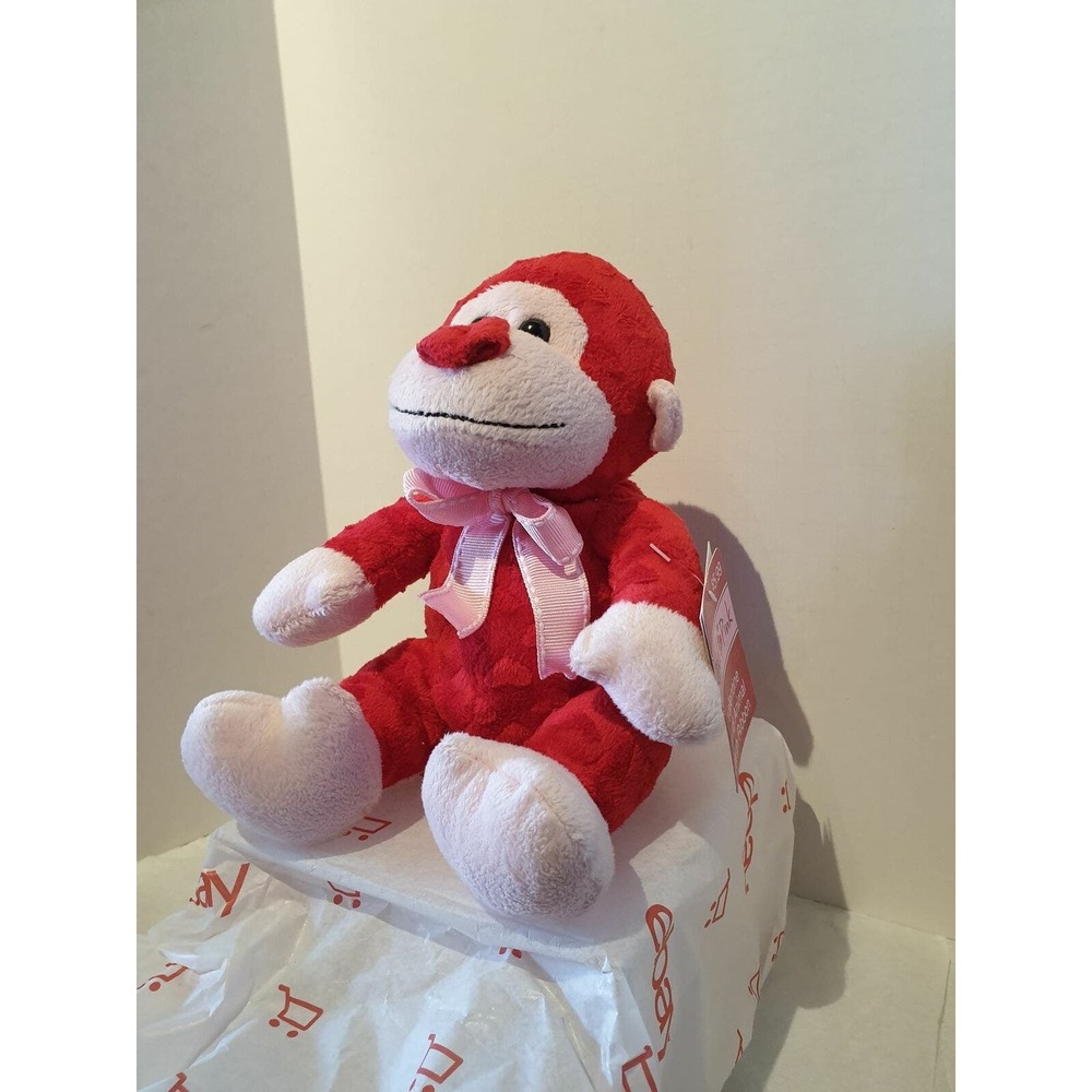 Red and Pink - Monkey with Bow Tie Plush - 9" - Picture 3 of 3